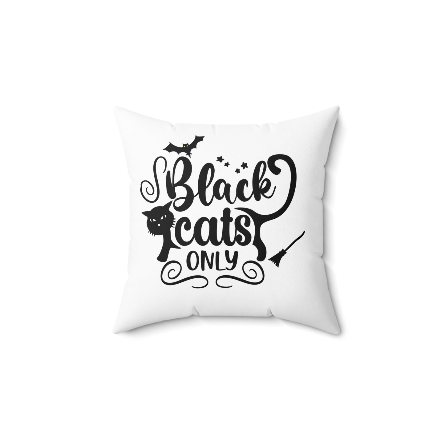 Black And White Throw Pillow For Halloween, Cat Design Graphic Pillow, Unique Halloween Room Decor, Cat Lovers Throw Pillow