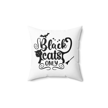 Black And White Throw Pillow For Halloween, Cat Design Graphic Pillow, Unique Halloween Room Decor, Cat Lovers Throw Pillow