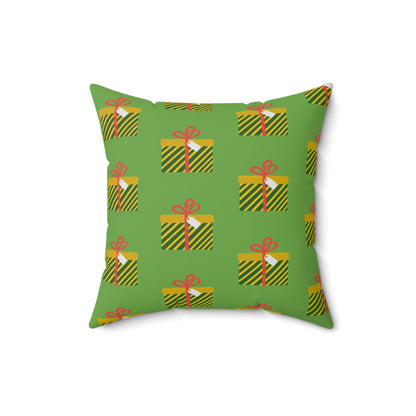 Christmas Gift Pattern Green Throw Pillow – Joyful Giving Décor for Home or Office