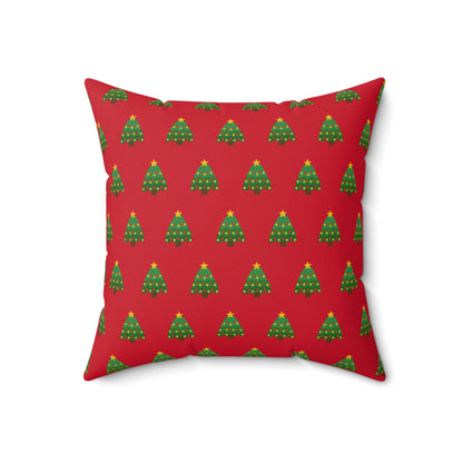 Christmas Tree Pattern Red Throw Pillow – Holiday Elegance Décor for Home or Office