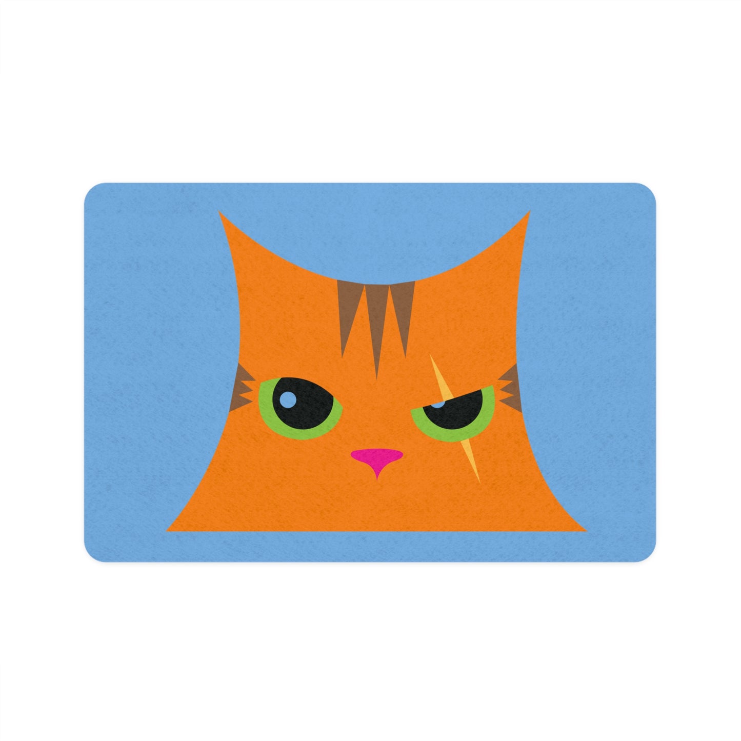 Purrfectly Cat Face on Blue Pet Food Mat