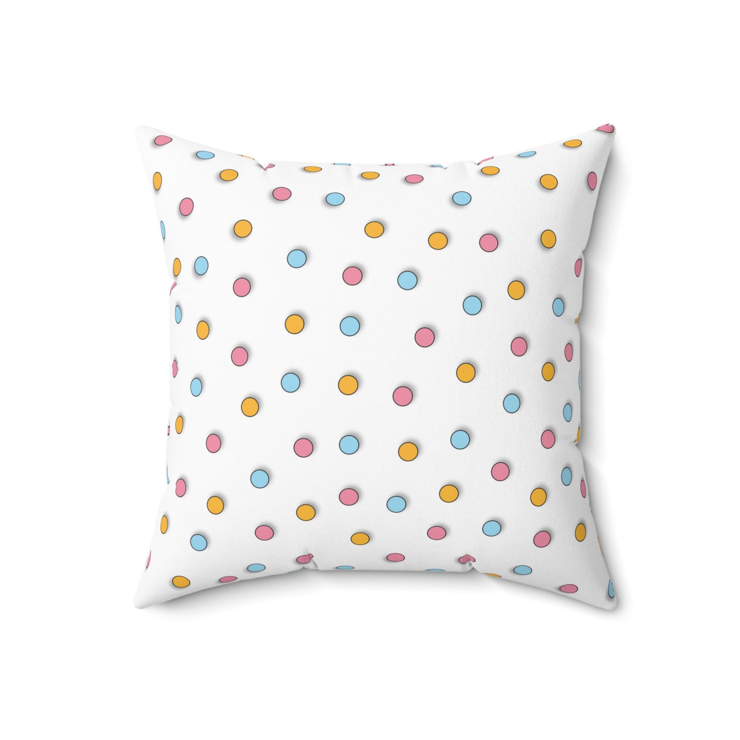 Multi Color Polka Dot Throw Pillow, 16x16 Inch Polyester, Good Quality Designer Pillow, Double Sided Printed Pillow, Room Accent Pillow