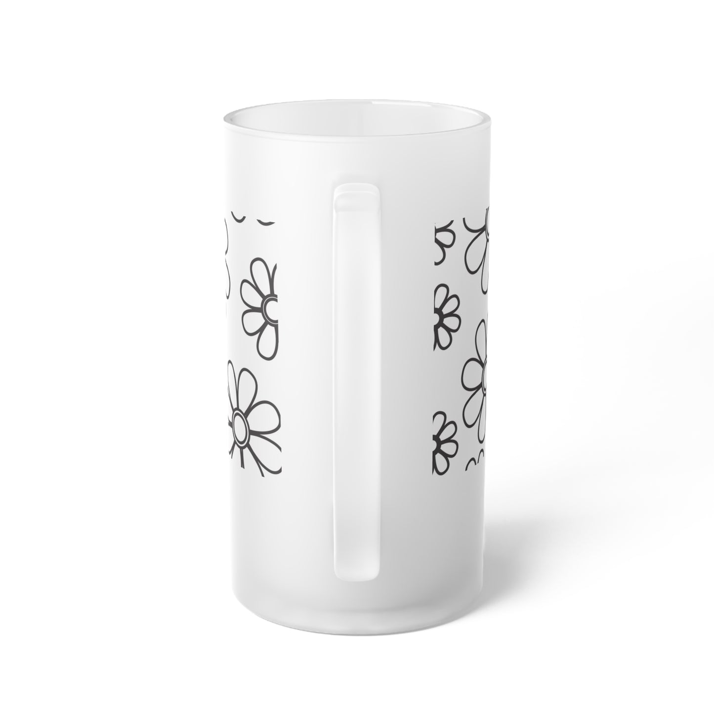 Floral Frosted Glass Beer Mug