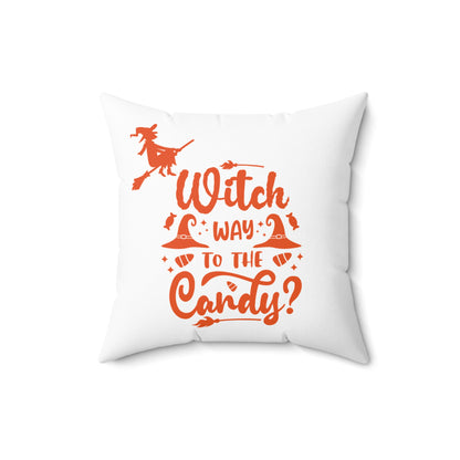 Witchy Candy Throw Pillow, Orange And White Decorative Pillow, Unique Halloween Designer Pillow, 14x14, 16x16, 18x18, 20x20, Fall Room Decor