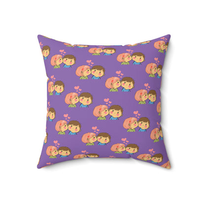 Love’s Embrace: Purple Kiss Printed Throw Pillow