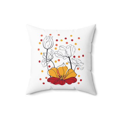 White Room Accent Throw Pillow, Floral Designer Couch Pillow, Statement Pillow, Orange Flower Throw Pillow, Polyester Pillow With Insert