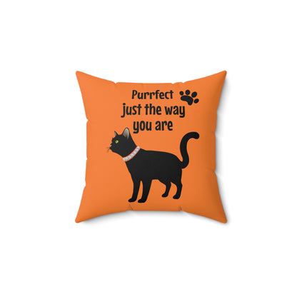 Black Cat Halloween Decorative Throw Pillow, Orange Square Pillow With Cover, Living Room Accent Decor,  Gifts For Cat Lovers, Cat Moms