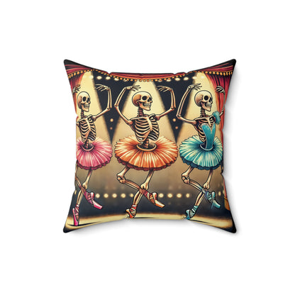 Dancing Skeleton Ballerinas Halloween Throw Pillow – Fun Spooky Season Decor