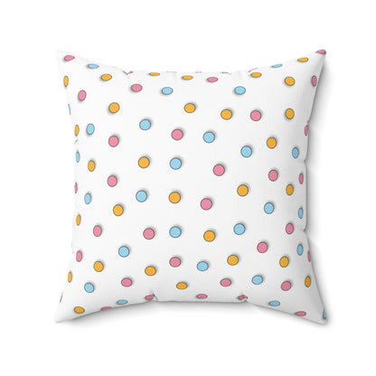 Multi Color Polka Dot Throw Pillow, 16x16 Inch Polyester, Good Quality Designer Pillow, Double Sided Printed Pillow, Room Accent Pillow