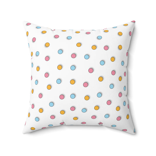 Coussin à pois multicolore, 16 x 16 pouces en polyester, coussin design de bonne qualité, coussin imprimé recto verso, coussin décoratif pour pièce