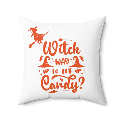 Witchy Candy Throw Pillow, Orange And White Decorative Pillow, Unique Halloween Designer Pillow, 14x14, 16x16, 18x18, 20x20, Fall Room Decor