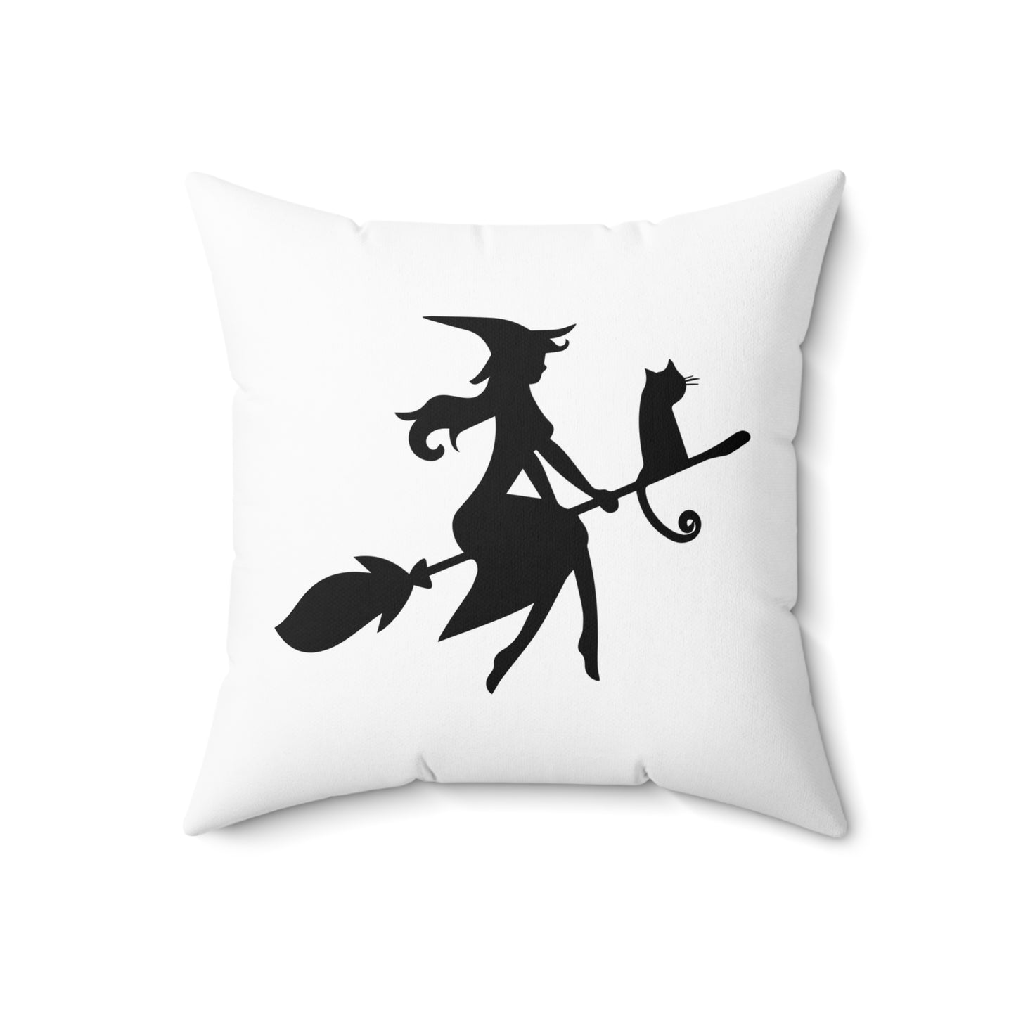 Almohada decorativa de Halloween con diseño de bruja en vuelo, almohada de diseño en blanco y negro, decoración otoñal única, linda almohada decorativa de Halloween, almohada para sofá