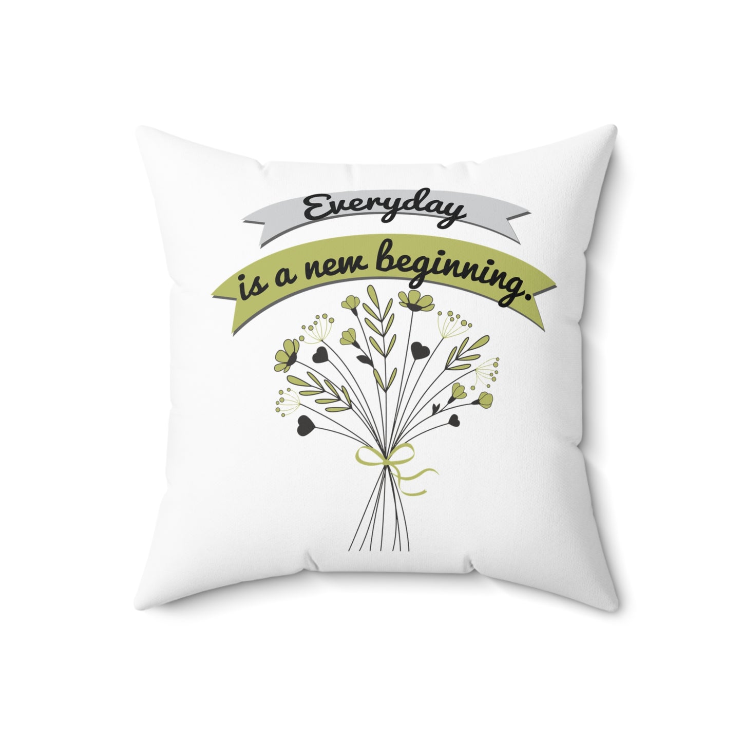 Cada día es un nuevo comienzo, almohada decorativa con gráfico blanco, decoración de habitación motivacional, almohada decorativa de poliéster, almohada decorativa de 20 x 20 pulgadas