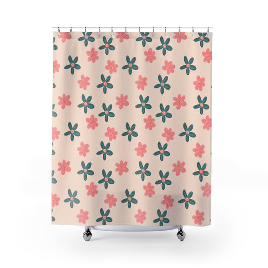 Floral Harmony on Shower Curtain