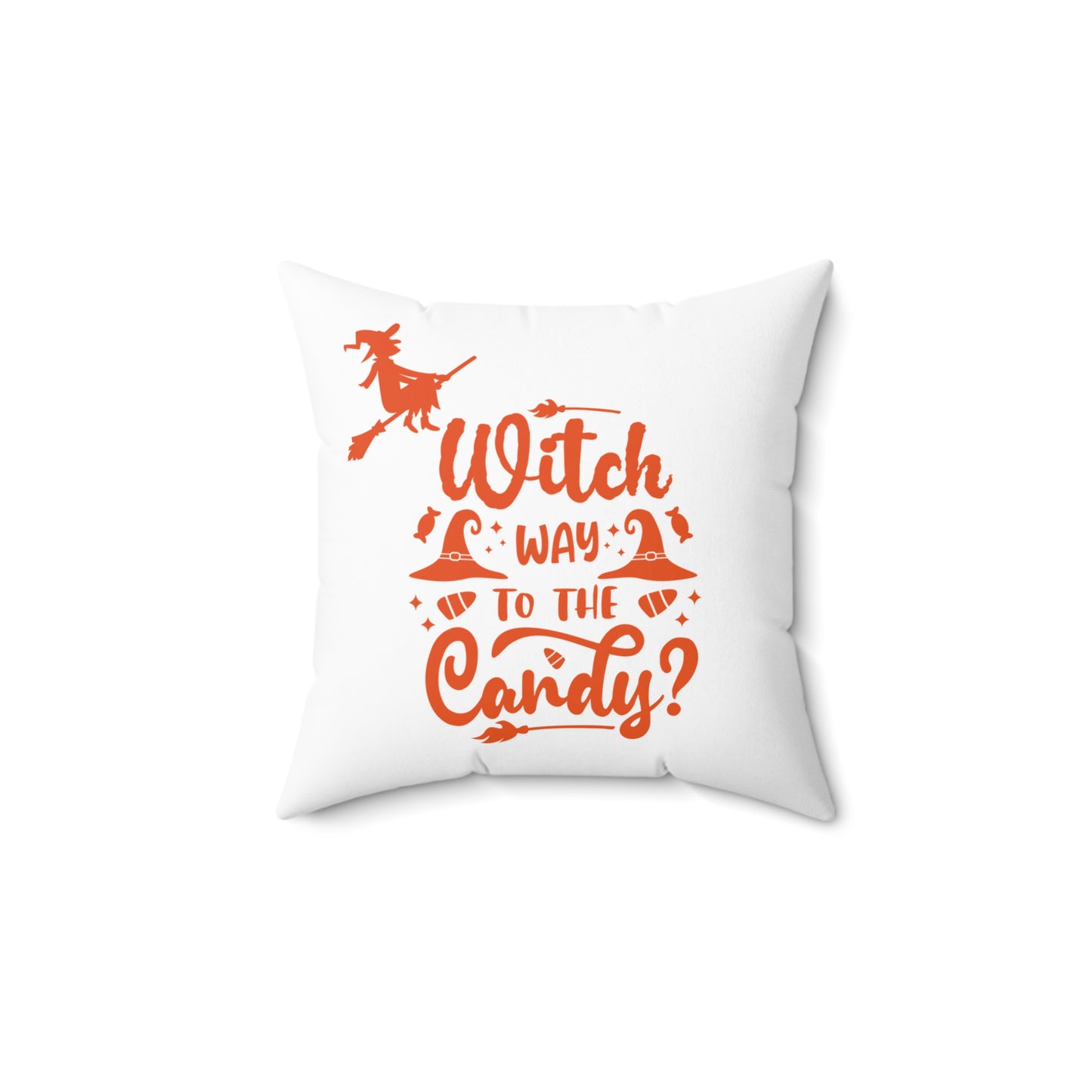 Almohada decorativa con diseño de caramelos de bruja, color naranja y blanco, almohada de diseño única para Halloween, 14 x 14, 16 x 16, 18 x 18, 20 x 20, decoración de habitación de otoño