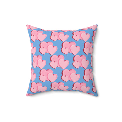 Triple Heart Bliss Blue Throw Pillow