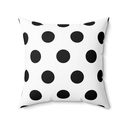 Black And White Polka Dot Throw Pillow, Square Polyester Pillow, Large Polka Dot Accent Pillow, 18x18 Inch Room Decor Throw Pillow