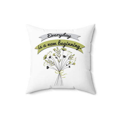 Cada día es un nuevo comienzo, almohada decorativa con gráfico blanco, decoración de habitación motivacional, almohada decorativa de poliéster, almohada decorativa de 20 x 20 pulgadas