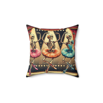 Dancing Skeleton Ballerinas Halloween Throw Pillow – Fun Spooky Season Decor