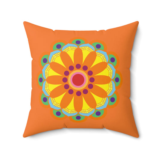 Coussin décoratif orange Sunny Bloom : une élégance florale vibrante