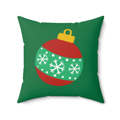 Festive Green Christmas Ball Throw Pillow – Holiday Cheer for Home or Office