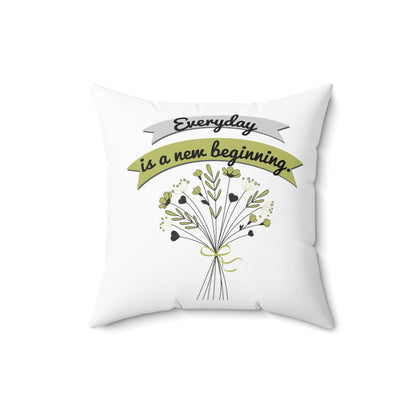 Cada día es un nuevo comienzo, almohada decorativa con gráfico blanco, decoración de habitación motivacional, almohada decorativa de poliéster, almohada decorativa de 20 x 20 pulgadas