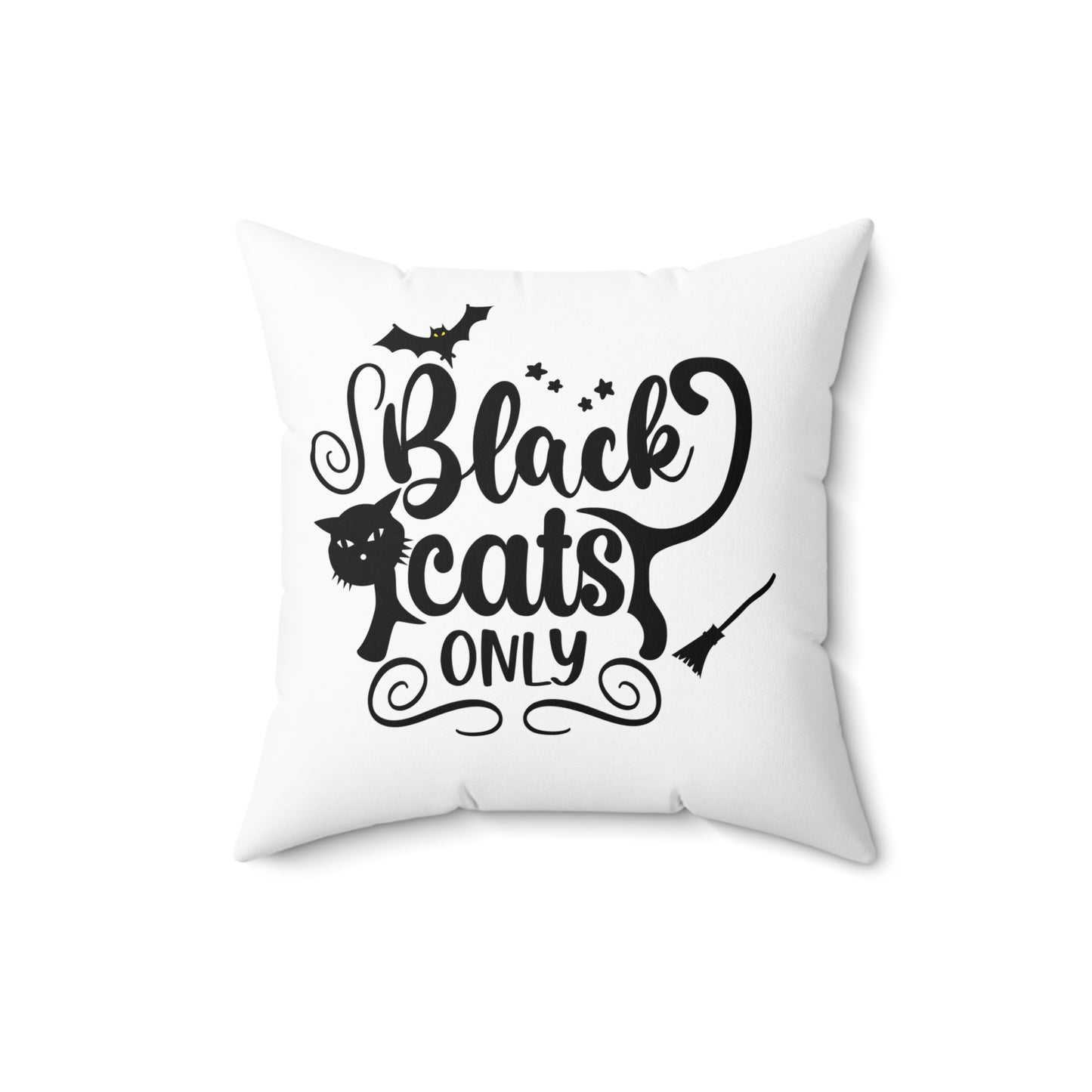 Black And White Throw Pillow For Halloween, Cat Design Graphic Pillow, Unique Halloween Room Decor, Cat Lovers Throw Pillow