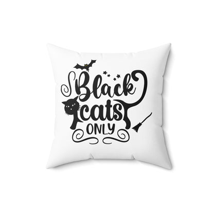 Black And White Throw Pillow For Halloween, Cat Design Graphic Pillow, Unique Halloween Room Decor, Cat Lovers Throw Pillow