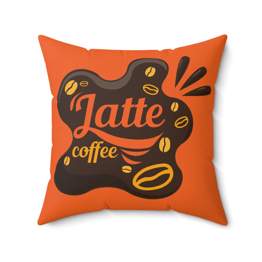 Coffee Lovers Decorative Throw Pillow, Orange Latte Living Room Accent Pillow, Coffee Artwork Gift For Any Occassion,  Housewarming Gift