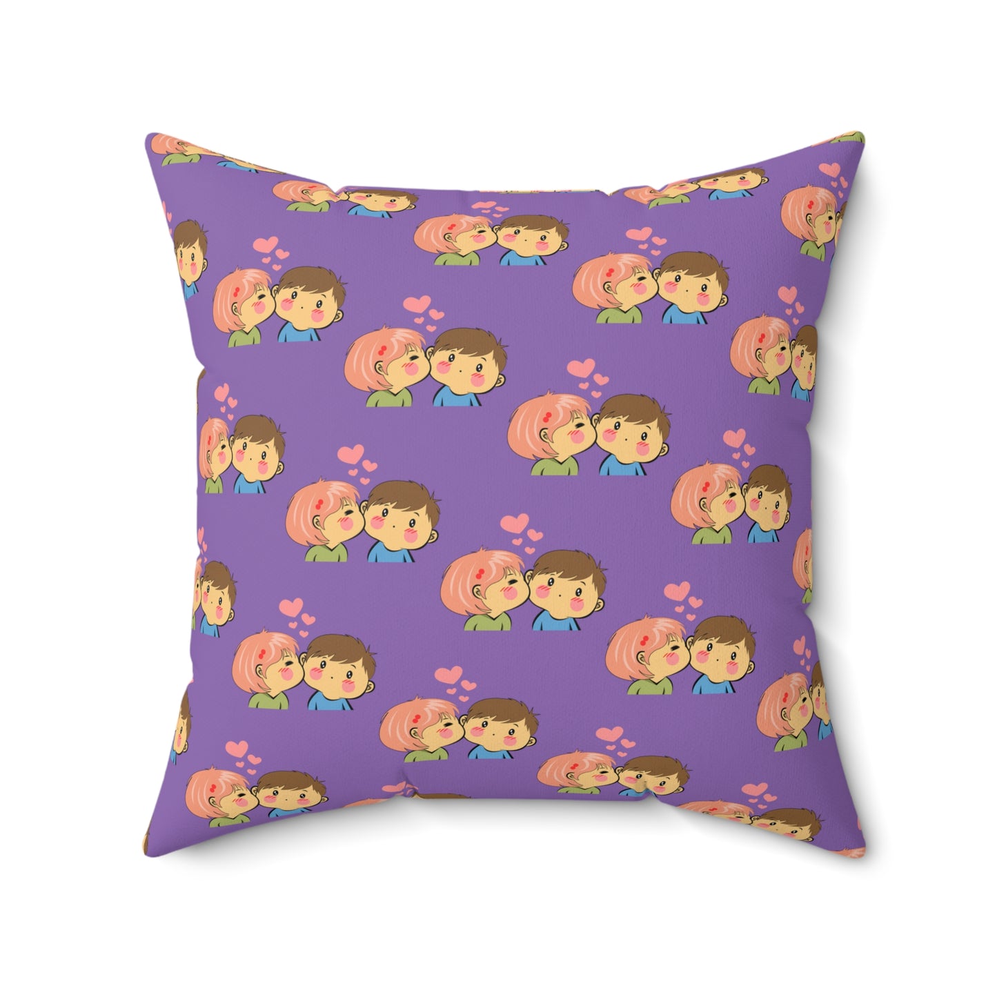 Love’s Embrace: Purple Kiss Printed Throw Pillow