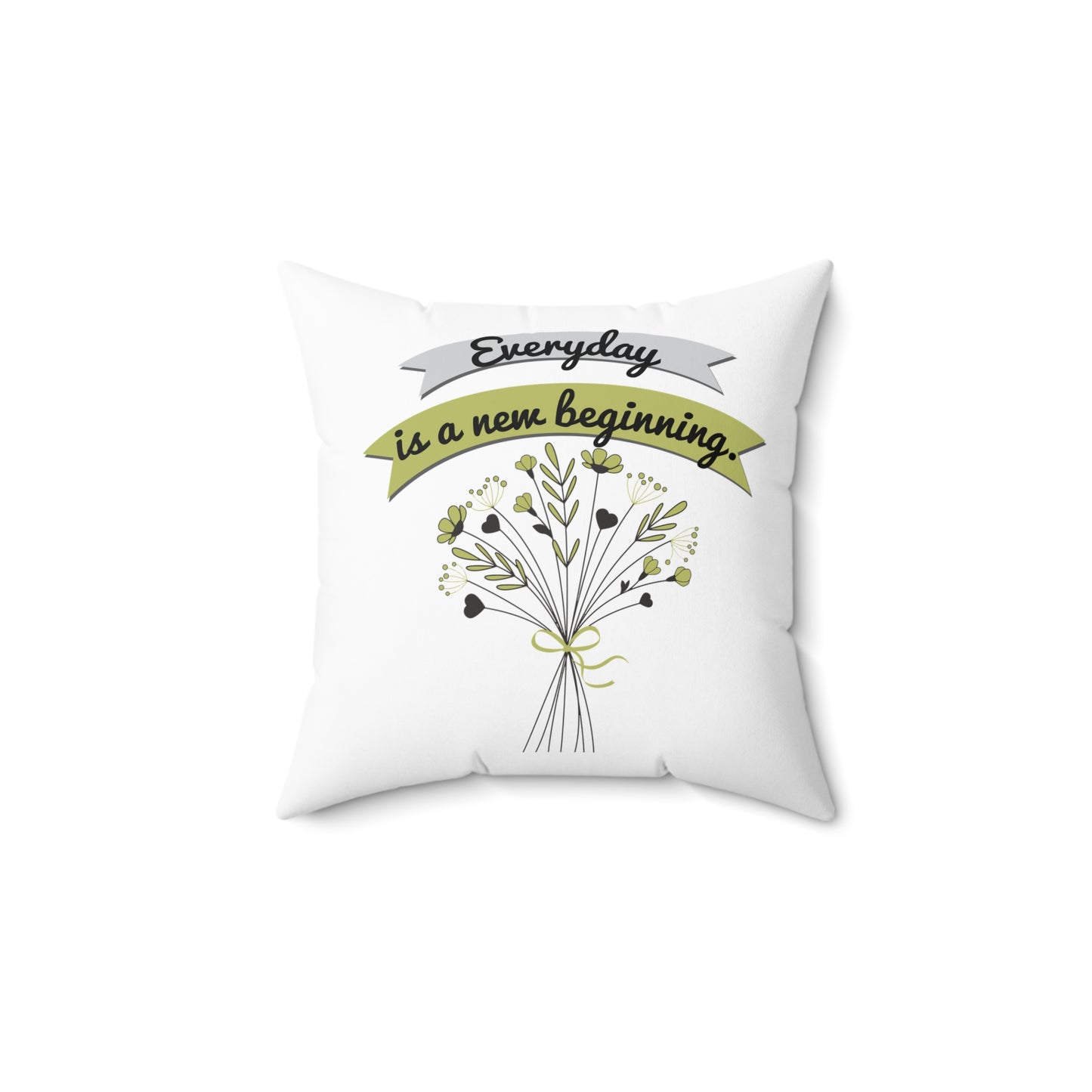 Cada día es un nuevo comienzo, almohada decorativa con gráfico blanco, decoración de habitación motivacional, almohada decorativa de poliéster, almohada decorativa de 20 x 20 pulgadas