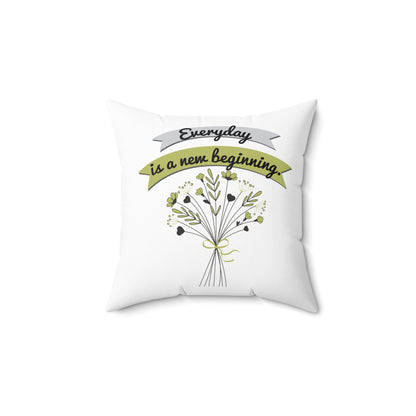 Cada día es un nuevo comienzo, almohada decorativa con gráfico blanco, decoración de habitación motivacional, almohada decorativa de poliéster, almohada decorativa de 20 x 20 pulgadas