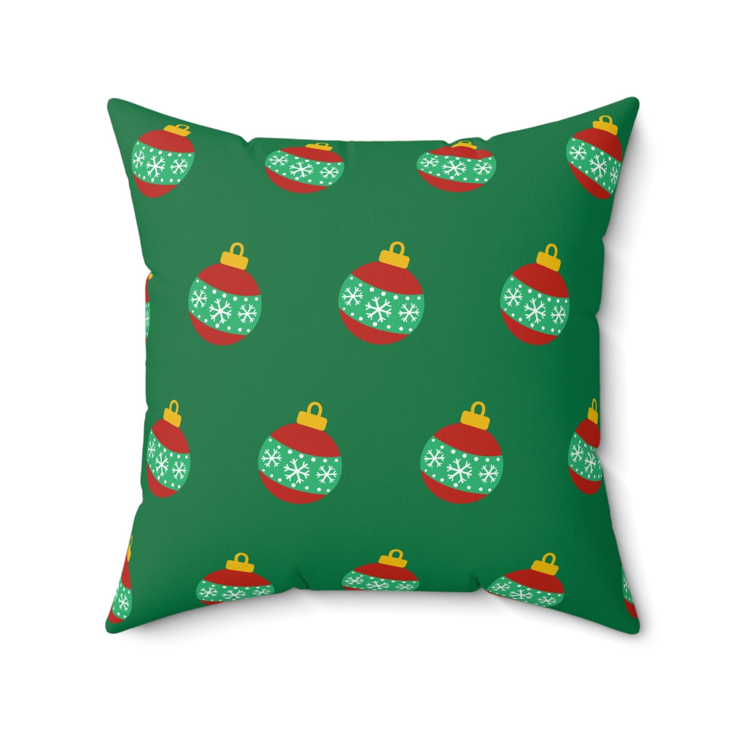 Holiday Cheer Christmas Balls Pattern Throw Pillow – Festive Red & Green Decor for Home or Office