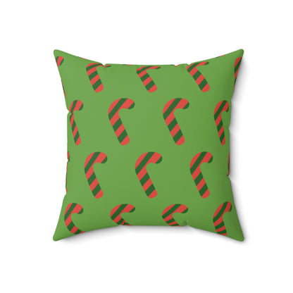 Peppermint Dreams Christmas Candy Cane Pattern Throw Pillow – Festive Red & Green Décor for Home or Office