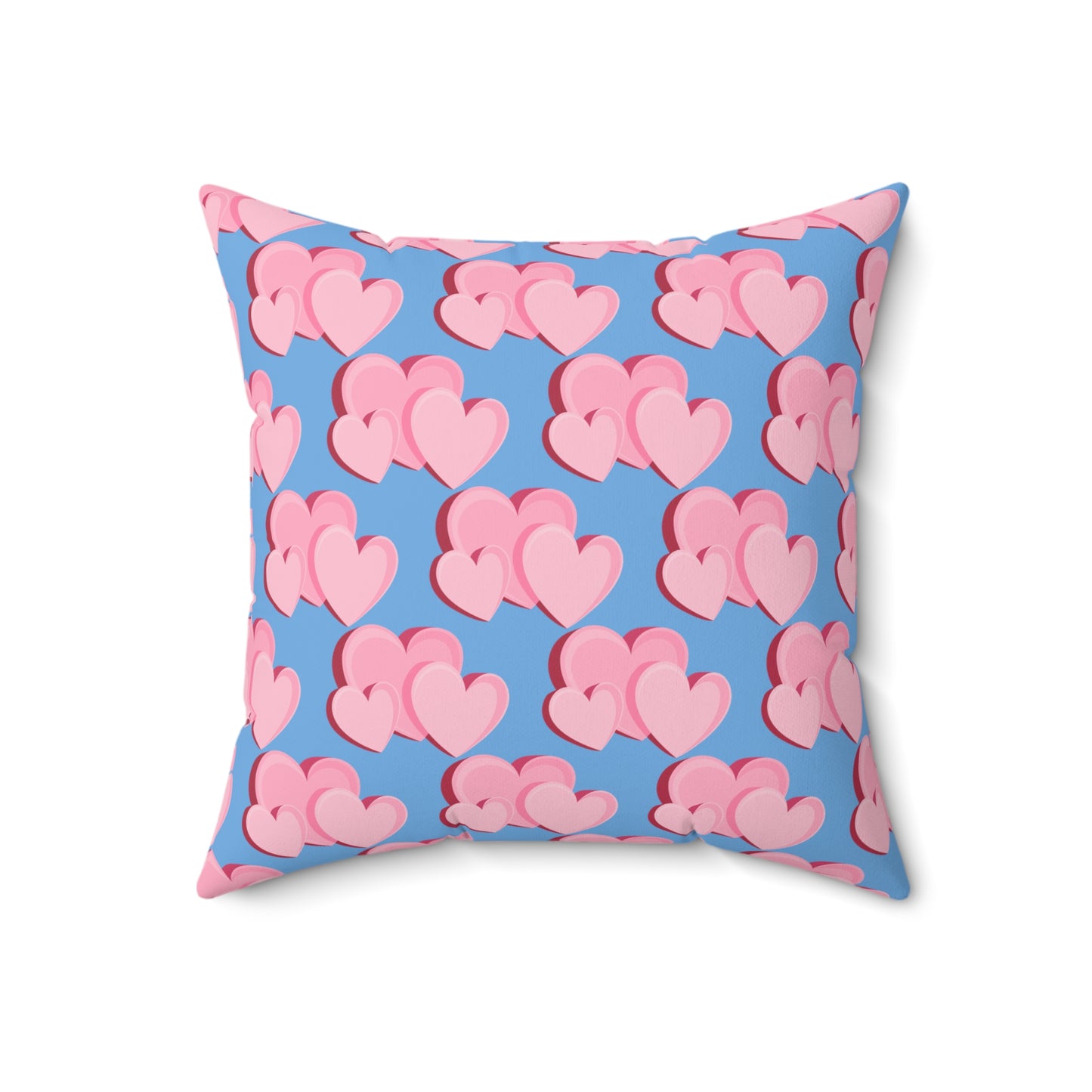 Triple Heart Bliss Blue Throw Pillow