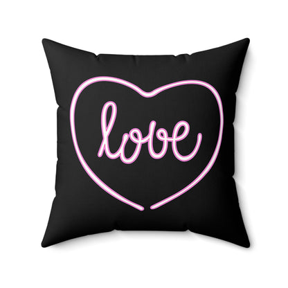 Love’s Heartbeat Black Throw Pillow