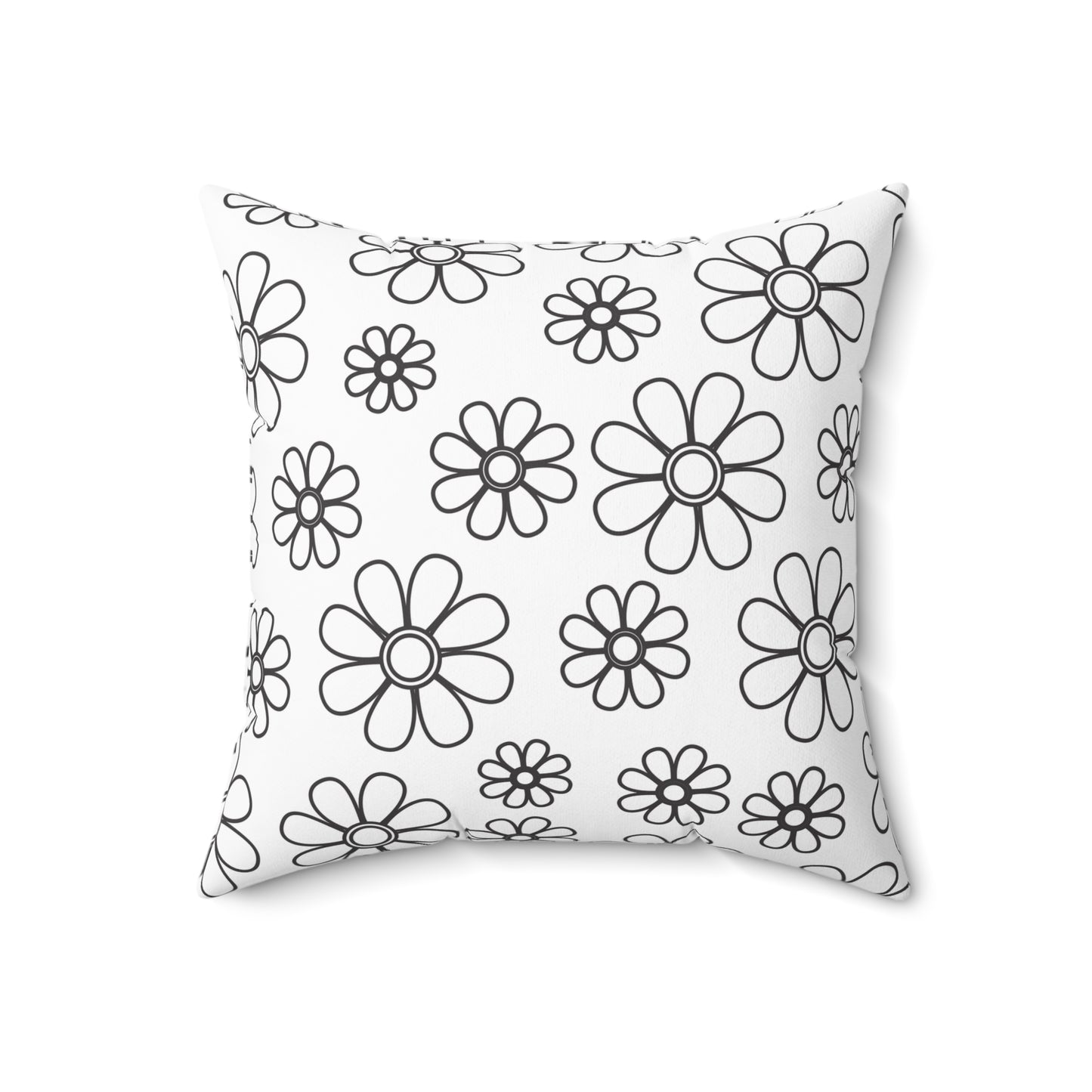 Almohada decorativa con diseño de flores en blanco y negro, almohada decorativa para sala de estar, almohada de diseño de 16 x 16 pulgadas, almohada con diseño floral de contorno negro, ideas para regalos