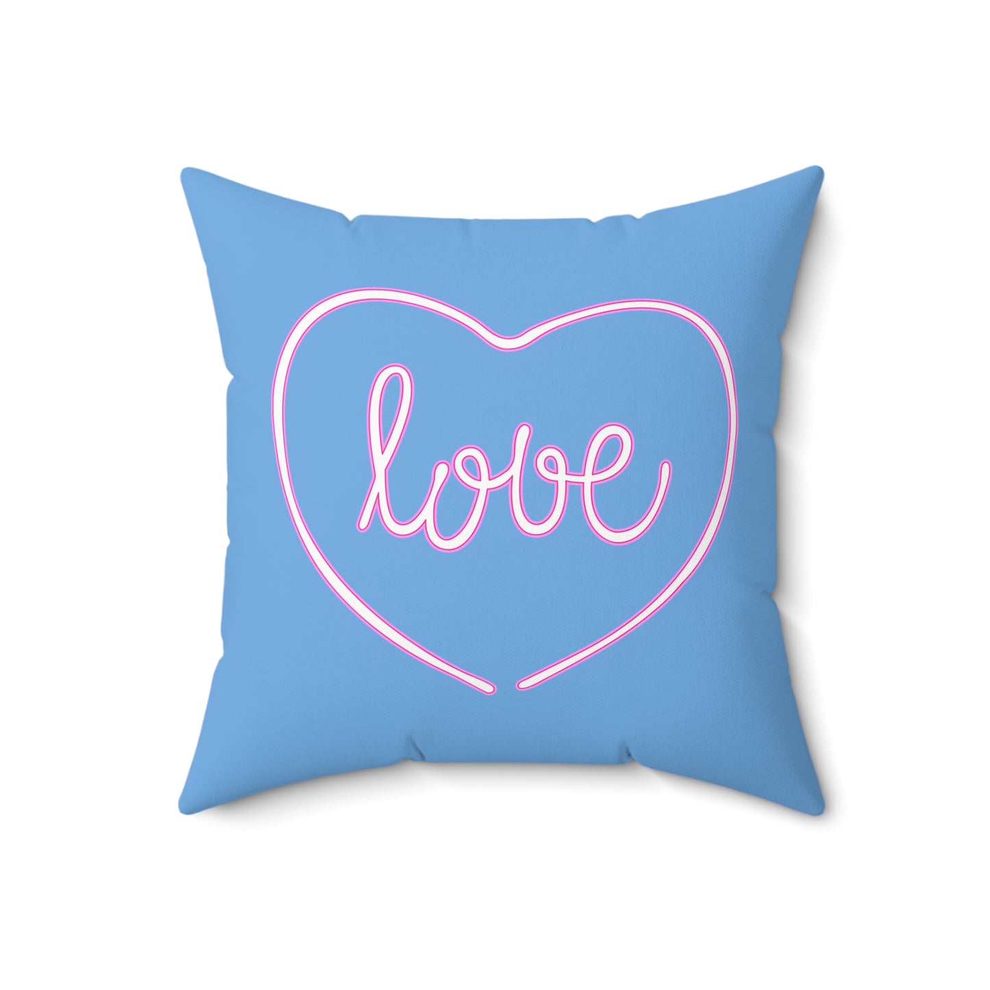 Blue Love Nest Heart Throw Pillow