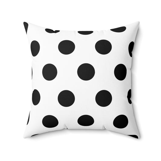 Coussin à pois noir et blanc, coussin carré en polyester, grand coussin décoratif à pois, coussin décoratif de chambre de 18 x 18 pouces