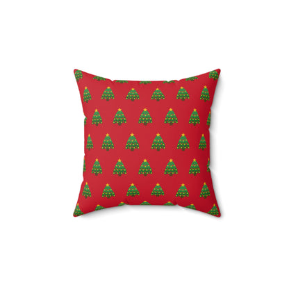 Christmas Tree Pattern Red Throw Pillow – Holiday Elegance Décor for Home or Office