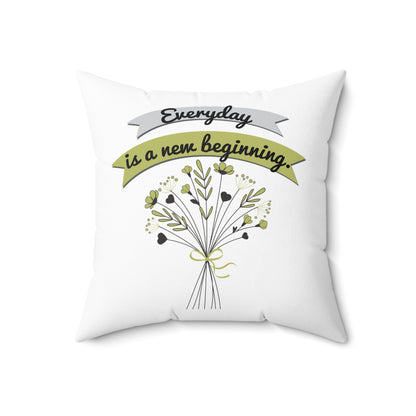 Cada día es un nuevo comienzo, almohada decorativa con gráfico blanco, decoración de habitación motivacional, almohada decorativa de poliéster, almohada decorativa de 20 x 20 pulgadas