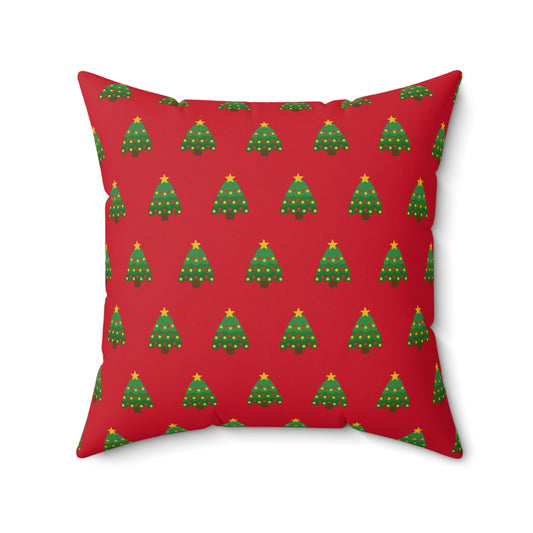 Coussin rouge à motif sapin de Noël – Décoration élégante pour la maison ou le bureau