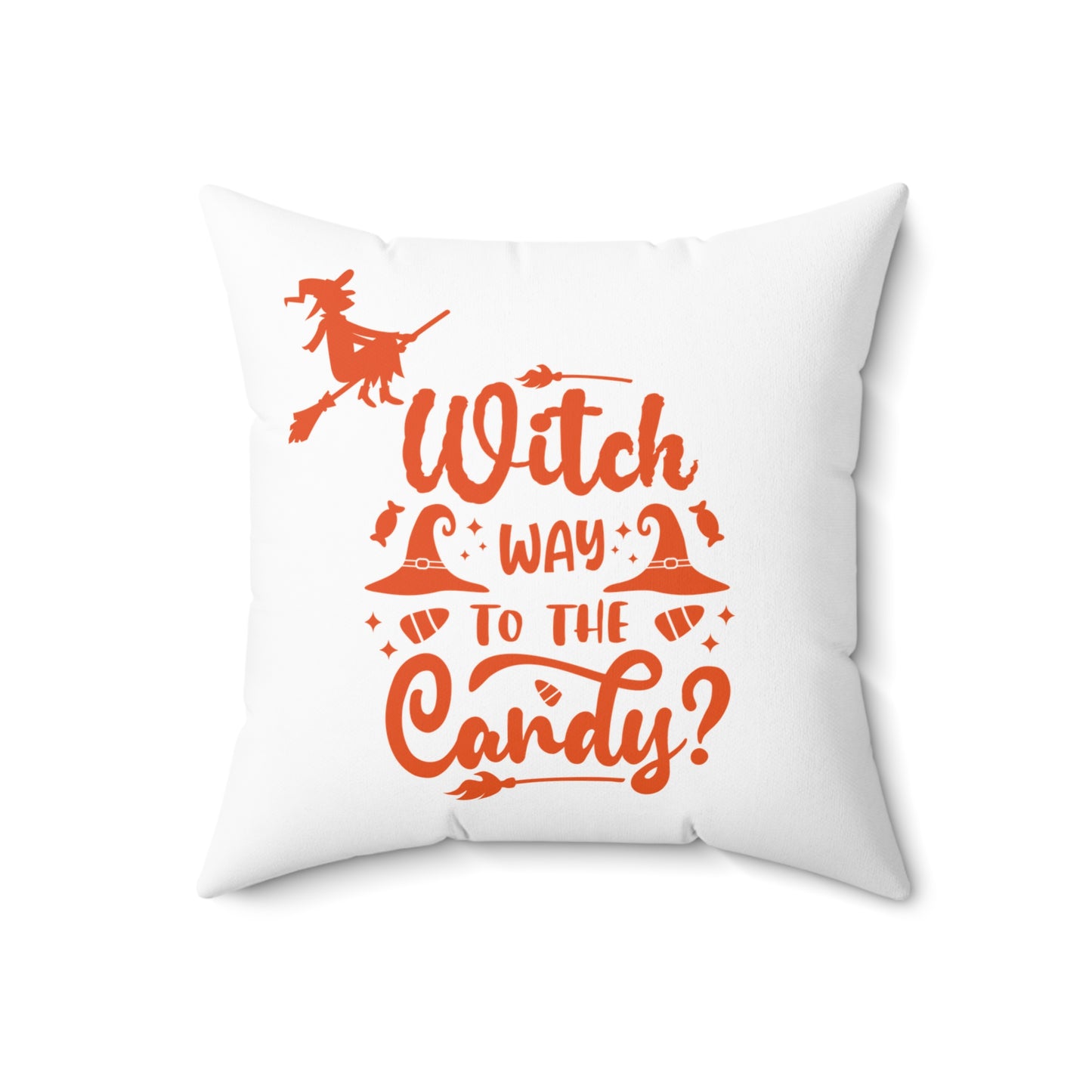 Witchy Candy Throw Pillow, Orange And White Decorative Pillow, Unique Halloween Designer Pillow, 14x14, 16x16, 18x18, 20x20, Fall Room Decor