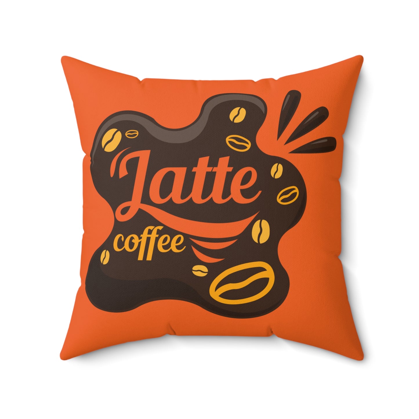 Coussin décoratif pour amateurs de café, coussin décoratif pour salon au café au lait orange, cadeau d'art sur le café pour toute occasion, cadeau de pendaison de crémaillère