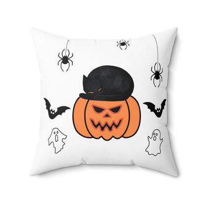 Almohada de gato negro con calabaza, almohada de gato negro, almohada de calabaza, almohada de decoración de Halloween, almohada de decoración de otoño, amante de los gatos, decoración de Halloween