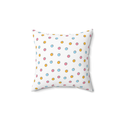 Multi Color Polka Dot Throw Pillow, 16x16 Inch Polyester, Good Quality Designer Pillow, Double Sided Printed Pillow, Room Accent Pillow