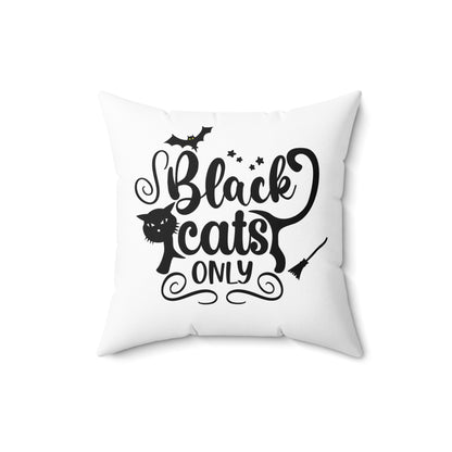 Black And White Throw Pillow For Halloween, Cat Design Graphic Pillow, Unique Halloween Room Decor, Cat Lovers Throw Pillow