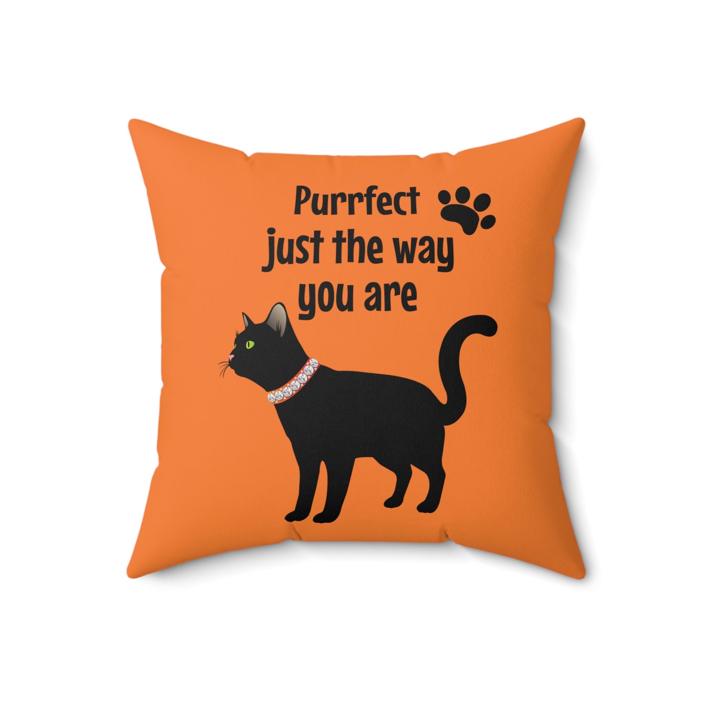 Black Cat Halloween Decorative Throw Pillow, Orange Square Pillow With Cover, Living Room Accent Decor,  Gifts For Cat Lovers, Cat Moms