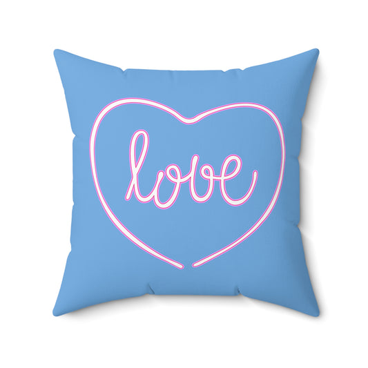 Coussin décoratif en forme de cœur avec nid d'amour bleu