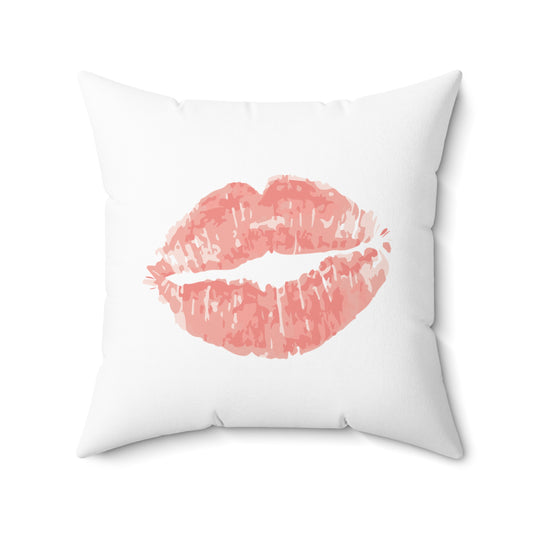 Passionate Kiss Mark White Throw Pillow